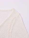 Women Sexy Sheer Knit Cut-Out Long-Sleeve Beach Cover-Up Dress