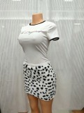Women Summer Sexy Color-Block Top and Faux-Fur Skirt 2-Piece Set