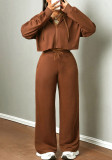 Women Spring/Autumn Casual Hoodie & Wide-Leg Pants Set