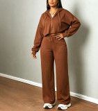 Women Spring/Autumn Casual Hoodie & Wide-Leg Pants Set