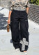 Women Leopard-Print Double-Waistband Cargo Denim Pants