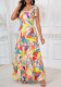 Women Sexy Off-Shoulder Lace-Up Casual Printed Dress