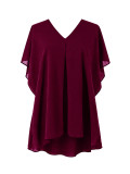Women Summer Slash-Shoulder Cape/Strapless Top & Wide-Leg Shorts 3-Piece Set