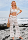 Women Cut-Out Beach Bikini Cover-Up Pants & Top Set