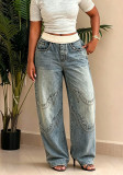 Women Ribbed Denim Pants