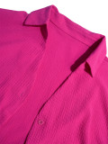 Women Summer Turn-Down Collar Shirt & Shorts Set