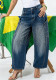 Women Rhinestone-Embellished Pockets Denim Pants