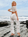 Women Cut-Out Beach Bikini Cover-Up Pants & Top Set