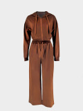 Women Spring/Autumn Casual Hoodie & Wide-Leg Pants Set