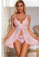 Women Pink Mesh Dress with Thong Sexy Lingerie