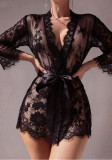 Women Black Lace Mesh Dress with Thong Sexy Lingerie