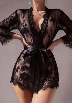 Women Black Lace Mesh Dress with Thong Sexy Lingerie Women Black Lace Mesh Dress with Thong Sexy Lingerie