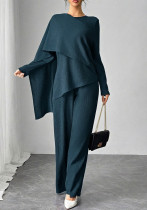 Women Elegant Casual Irregular Long-Sleeve Top & Wide-Leg Pants Set Women Elegant Casual Irregular Long-Sleeve Top & Wide-Leg Pants Set
