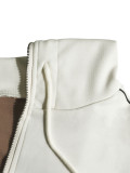 Women Spring/Autumn Casual Color-Block Patchwork Hoodie & Joggers Set