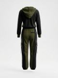 Women Spring/Autumn Casual Color-Block Patchwork Hoodie & Joggers Set
