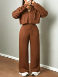Women Spring/Autumn Casual Hoodie & Wide-Leg Pants Set