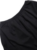 Women Summer Slash-Shoulder Cape/Strapless Top & Wide-Leg Shorts 3-Piece Set