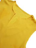 Women Elegant Casual Sleeveless V-Neck Side-Drawstring Dress