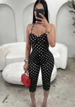 Women Sexy Polka-Dot Print Spaghetti-Strap Stretchy Bodysuit Women Sexy Polka-Dot Print Spaghetti-Strap Stretchy Bodysuit