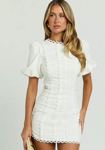 Women's Chic Round Neck Short Sleeve Mini Dress