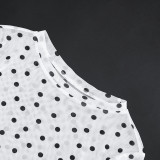 Women's Spring/Summer Fashion Sexy See-Through Polka Dot Print Mesh Headband Long Sleeve Dress
