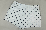 Women's Slim Fit Sleeveless V-Neck Polka Dot Two-Piece Shorts Set