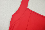 Women's Summer Solid Halter Neck Low Back Sleeveless A-Line Pleated Dress