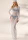 Women's Spring/Summer Fashion Sexy See-Through Polka Dot Print Mesh Headband Long Sleeve Dress