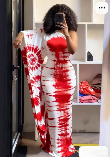 Women's Summer Tie-Dye Print Sexy Holidays Style Long Dress