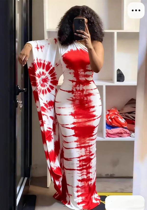 Women's Summer Tie-Dye Print Sexy Holidays Style Long Dress