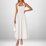 Women's Spring Chic Wide Strap Halter Neck Low Back Dress