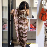 Women's Summer Tie-Dye Print Sexy Holidays Style Long Dress