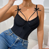 Women's Black Sculpting Underwire Boned Strap Shapewear Top