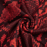 Women's Sexy Snake Print Cut-Out Bow Strap Low Back Slim Fit Jumpsuit