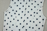 Women's Slim Fit Sleeveless V-Neck Polka Dot Two-Piece Shorts Set