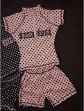 Women's Summer Fashion Sport Letter Print Polka Dot Two-Piece Shorts Set