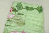 Women's Summer Casual Beach Print Cross Halter Neck Low Back Two-Piece Skirt Set