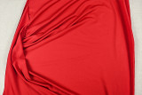 Women's Solid Ruched Bodycon Sleeveless Cowl Neck Side Slit Long Dress