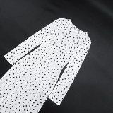 Women's Spring/Summer Fashion Sexy See-Through Polka Dot Print Mesh Headband Long Sleeve Dress