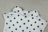 Women's Slim Fit Sleeveless V-Neck Polka Dot Two-Piece Shorts Set