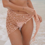 Women's Beach Holidays Solid Shell Decor Lace-Up Cut-Out Cover-Up Skirt