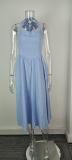 Women's Spring Chic Wide Strap Halter Neck Low Back Dress