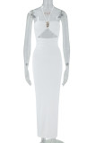 Women's Summer Sexy Halter Neck Cut-Out Low Back Chic High Slit Dress