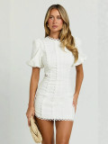 Women's Chic Round Neck Short Sleeve Mini Dress