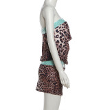 Women's Summer Sequin Leopard Print Cut-Out Strapless Dress