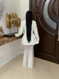 Women's Deep V Slim Waist Blazer & See-Through Mesh Mermaid Gown Two-Piece Set