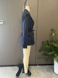 Women's Fall Elegant Solid Turndown Collar Tie Casual Jacket