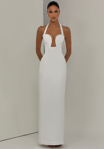 Women's Summer Sexy Chic Cut-Out Halter Neck Bodycon Long Dress
