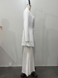 Women's Deep V Slim Waist Blazer & See-Through Mesh Mermaid Gown Two-Piece Set