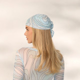 Women's Spring/Summer Fashion Sexy See-Through Polka Dot Print Mesh Headband Long Sleeve Dress